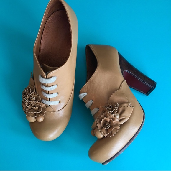 Anthropologie Shoes - Anthropologie | Chie Mihara, bom flower, tan Sz 38